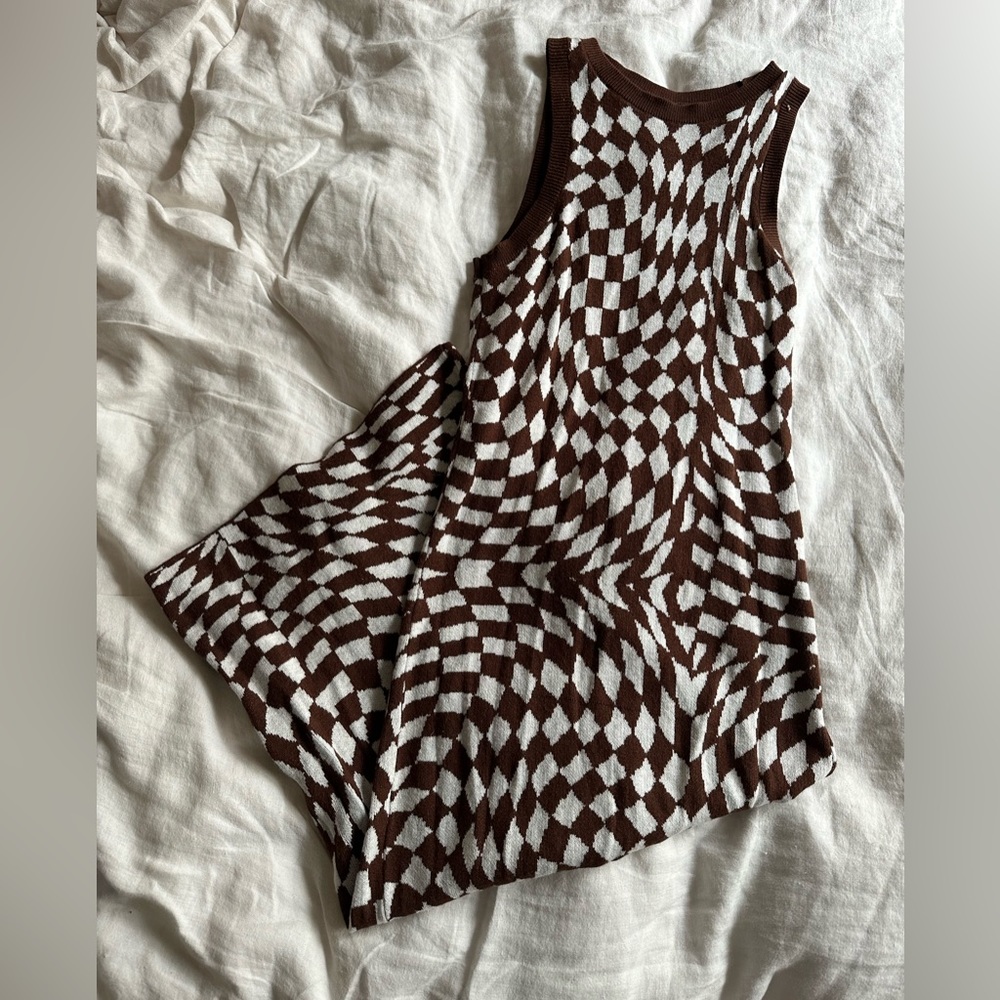 Abstract Checkered Midi Dress